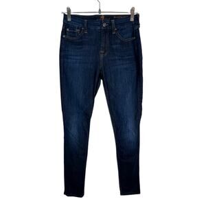 7 For All Mankind Women’s Mid Rise Ankle Skinny Jeans Dark Wash 26x27